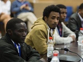 African migrants take part in Knesset meeting