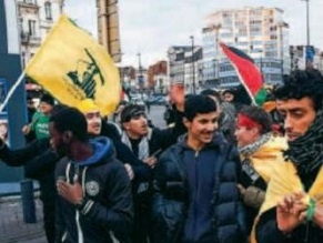 Hezbollah flags, &#039;Hamas Jihad&#039; slogans during pro-Palestinian rally in Brussels