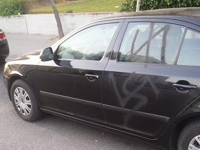 Car in Bat Yam allegedly defaced over Ukraine war
