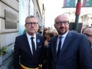 Belgian Prime Minister Charles Michel at a memorial ceremony for the four victims of last year&#039;s attack at the Brussels Jew