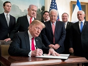 Трамп подписал прокламацию о признании суверенитета Израиля над Голанами